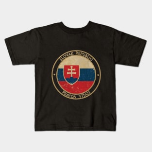 Vintage Slovakia Slovak Republic Europe European EU Flag Kids T-Shirt
